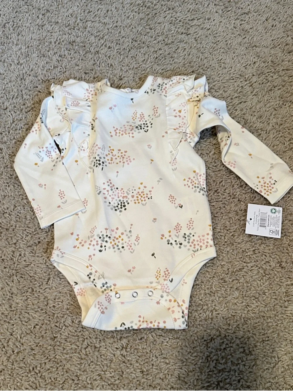 Pehr Long-Sleeve One-Piece Bodysuits - Mauve & Cream Floral